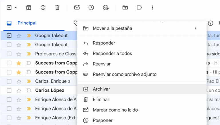 bandeja de entrada gmail limpia y organizada