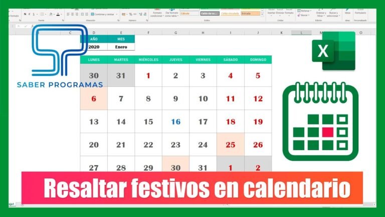 calendario con dias laborales resaltados
