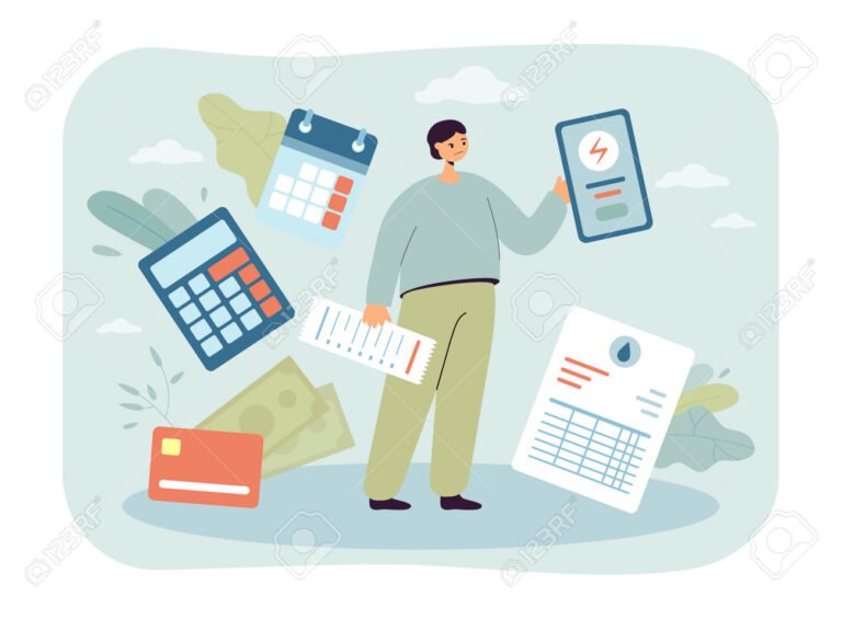 factura de servicios publicos con manos revisando