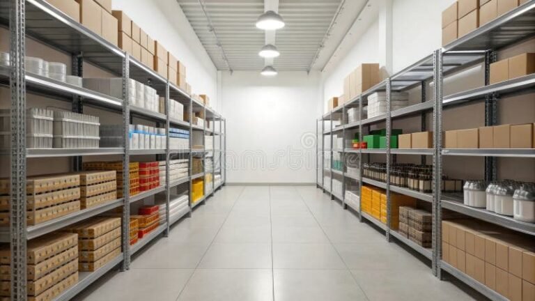 inventario organizado con cajas y estanterias