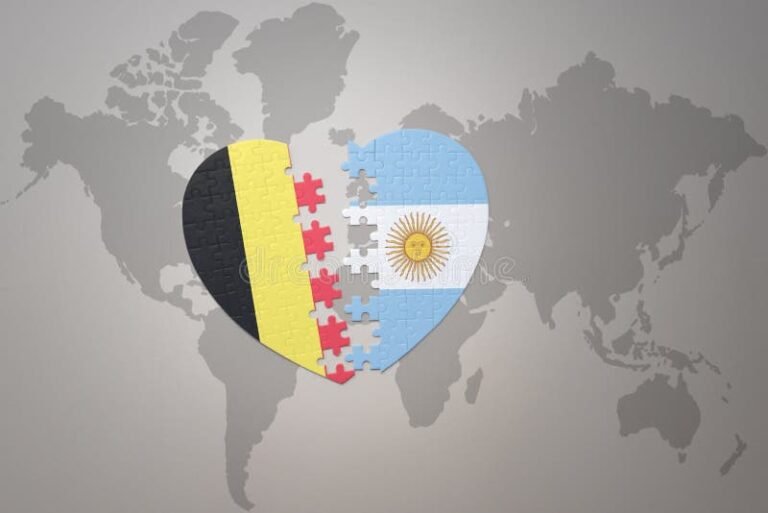 mapa de belgica con banderas de argentina