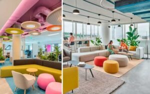 oficina moderna con equipo de diseno grafico