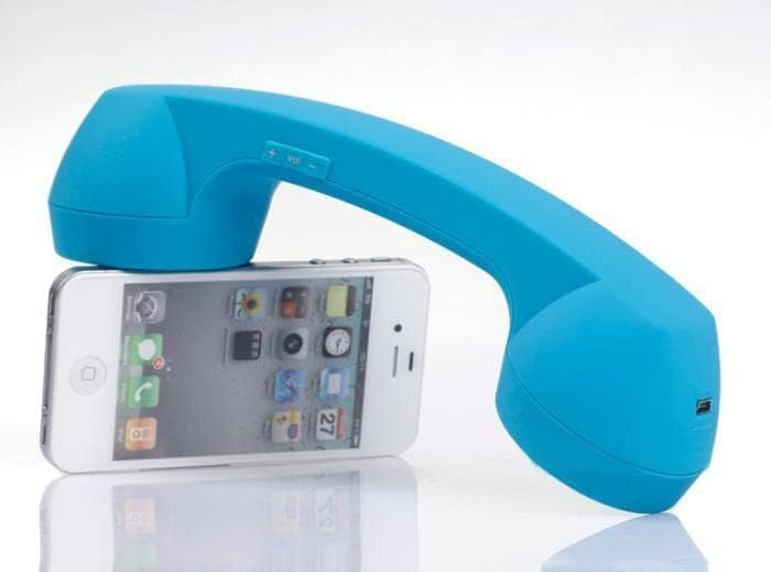 telefono antiguo con auricular azul telefono movil