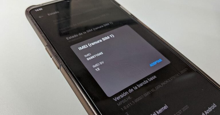 telefono samsung mostrando numero imei en pantalla
